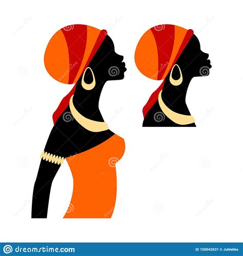 belle femme africaine de portrait dans le turban traditionnel illustration de vecteur