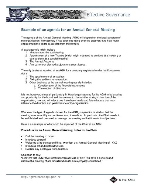 Company Annual General Meeting Agenda Template Pdfsimpli
