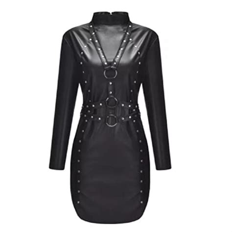top totty gigi black sexy dominatrix gothic matt leather rivet dress tcj1114 ggt boutique