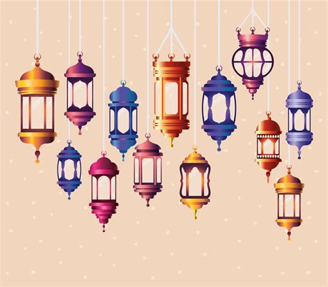 Ramadan Kareem Colored Lanterns Hanging 2068980 Vector Art At Vecteezy