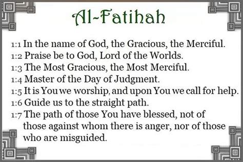 The Primary Literal Meaning Of The Expression Al Fatihah Is The Opener Which Could Refer To