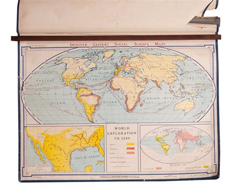 Vintage World Exploration To 1580 Map Chairish