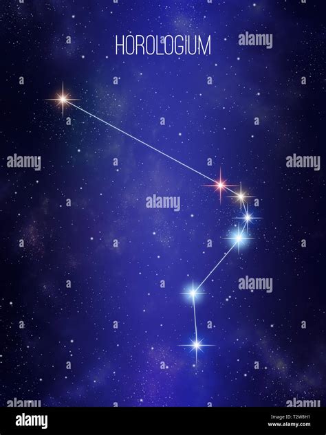 Horologium The Clock Constellation Map On A Starry Space Background
