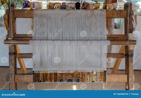 Old Traditional Style Carpet Rug Loom Weaving Stock Photo Image Of