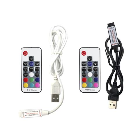 5v usb rgb controller with 17 keys rf wireless remote control black white cable for 5v 5050 3528