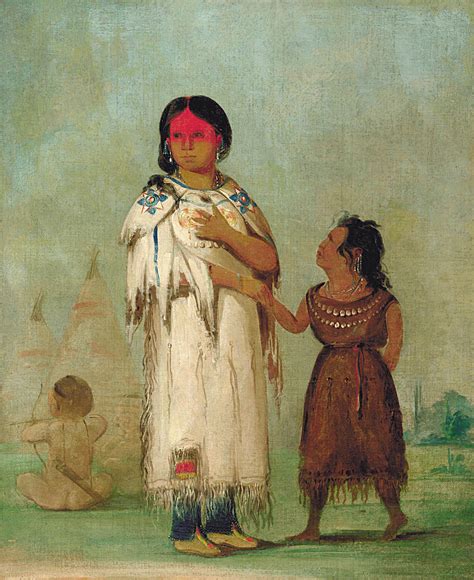 Assiniboin Woman And Child By George Catlin