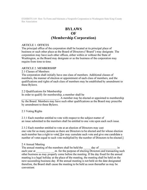 Corporate Bylaws Template Free Of 7 Bylaws Templates 100