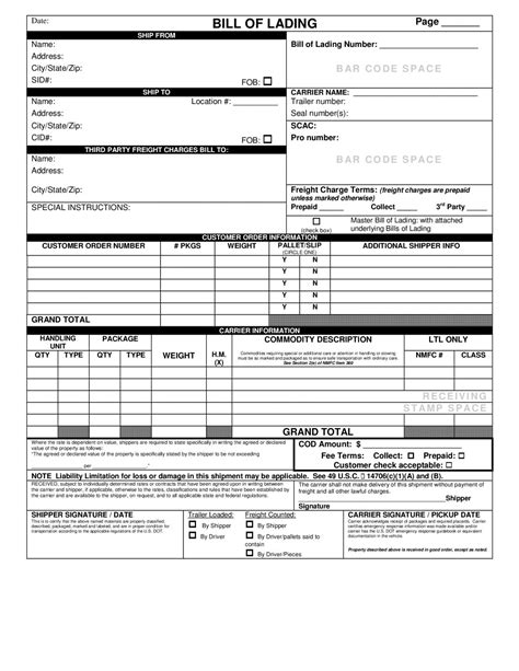 8 best of master bill lading form straight template. Bill of Lading | Blanker.org