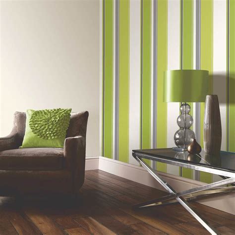 Buy The Carina Lime Green Striped Wallpaper At The Range Green