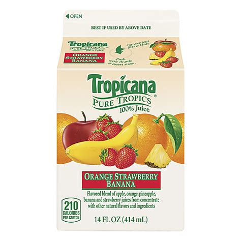 Tropicana Pure Tropics Orange Strawberry Banana 100 Juice 14 Oz