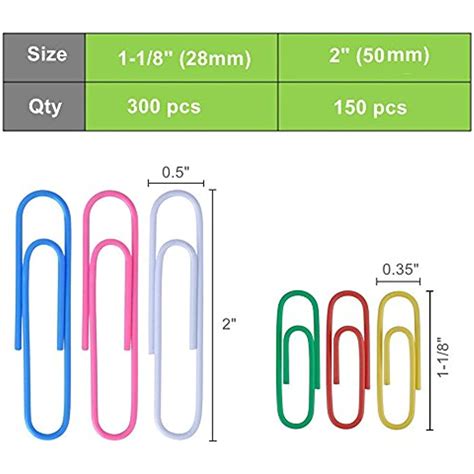Paper Clips 450 Pieces Colored Paperclips Medium 28mm And Jumbo Sizes