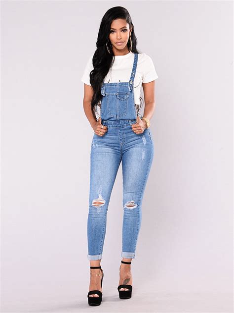 Wholesale Euro Style Distressed Suspender Jeans Apg032302