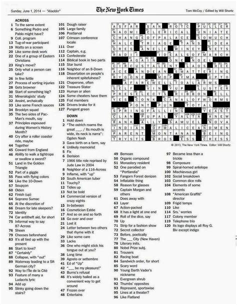 I used to do the nyt crossword every day, including sundays. The New York Times Crossword in Gothic: 06.01.14 — AL add-in