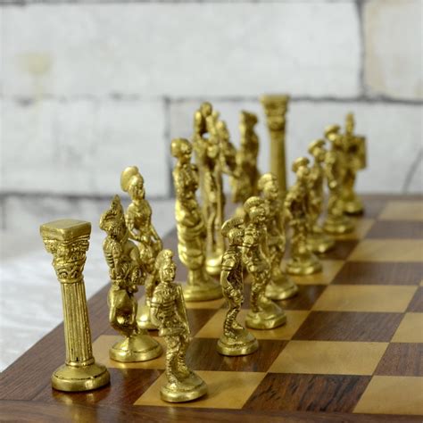 Original Rosewood Chess Set With Brass Pieces Antikcart