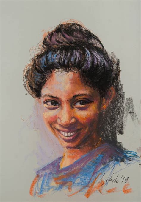 Young Girl Sri Lanka Painting By Dmytro Lychak Saatchi Art