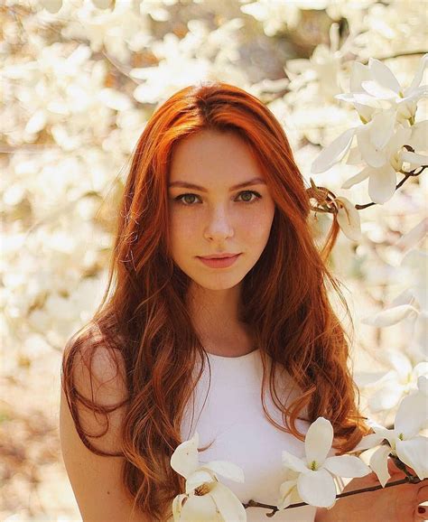 white flowers beautiful red hair girls with red hair red hair woman