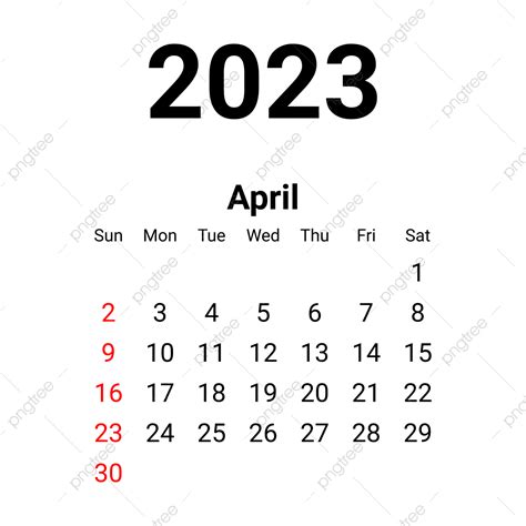 تقويم أبريل 2023 البسيط أبريل 2023 تقويم الحد الأدنى Png أبريل 2023