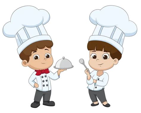 A Chef Happy Cartoon Boy With A Menu Images Vectorielles A Chef Happy