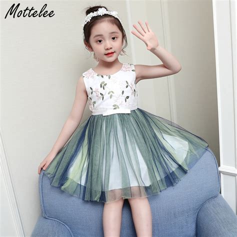 Mottelee Girls Flower Dress Sleeveless Tulle Princess Kids Dresses 2018
