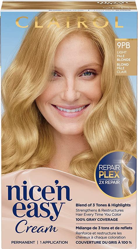 Clairol Nicen Easy Permanent Hair Dye 9pb Light Pale Blonde Hair Color 1 Count Amazonca