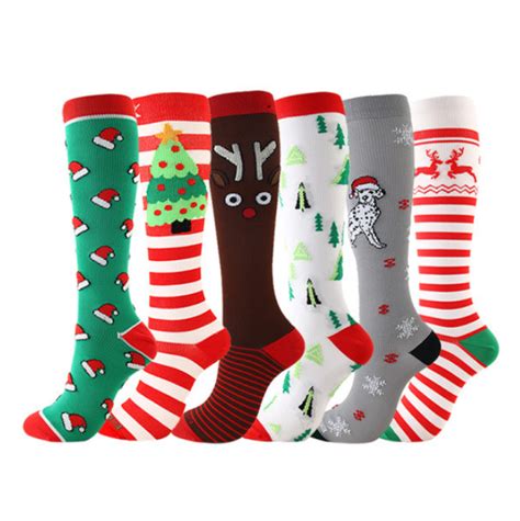 6 Pairs The Latest Christmas Compression Socks Support For Men And Wom