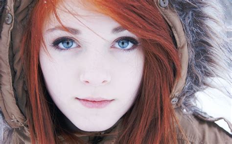 Anime Women Lips Blue Eyes Redhead Wallpapers Hd
