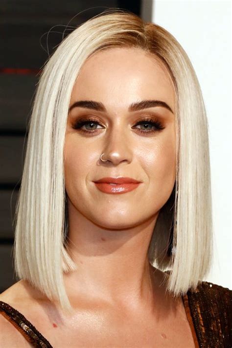 katy perry straight platinum blonde blunt cut bob dark roots hairstyle steal her style