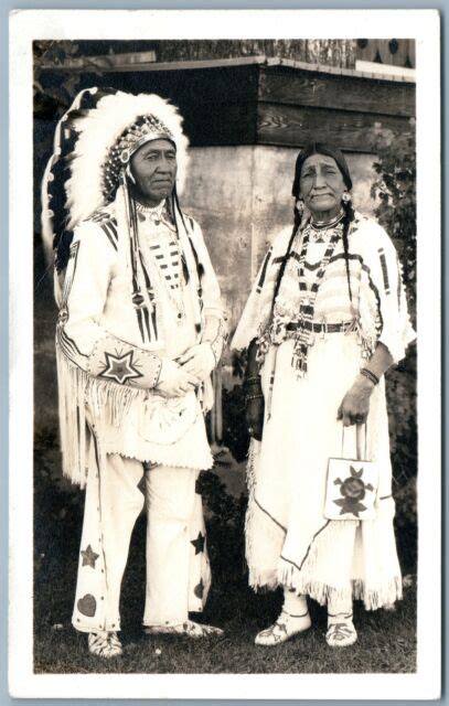 Indian Chief W Squaw Antique Real Photo Postcard Rppc Ebay