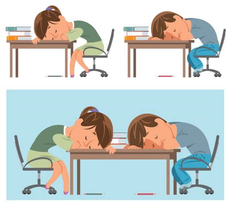 Sleeping Student At Desk Illustrations Royalty Free Vector Graphics