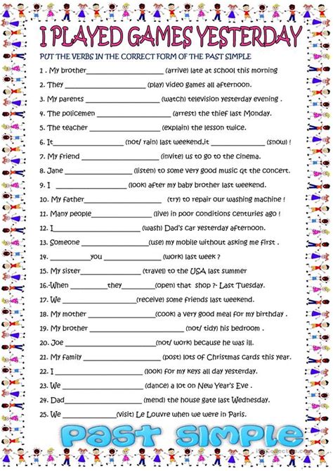 English as a second language (esl) grade/level: past simple regular for young learners - English ESL ...