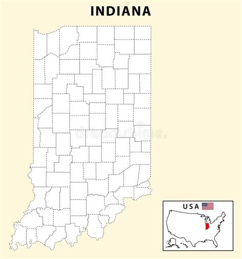 Indiana Map Political Map Of Indiana With Boundaries Stock Vector