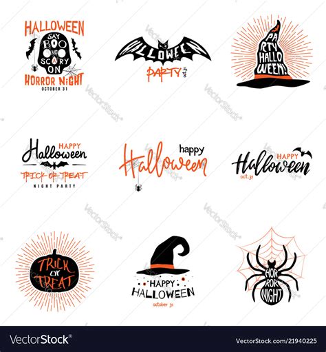 Happy Halloween Overlays Lettering Labels Design Vector Image