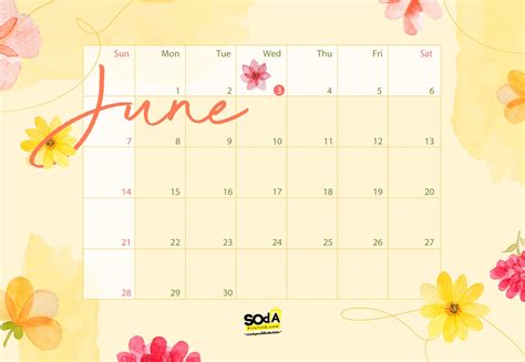 💑 สวัสดีมิถุนายน 💗 Hello June Free Download June2020 Content Calendar