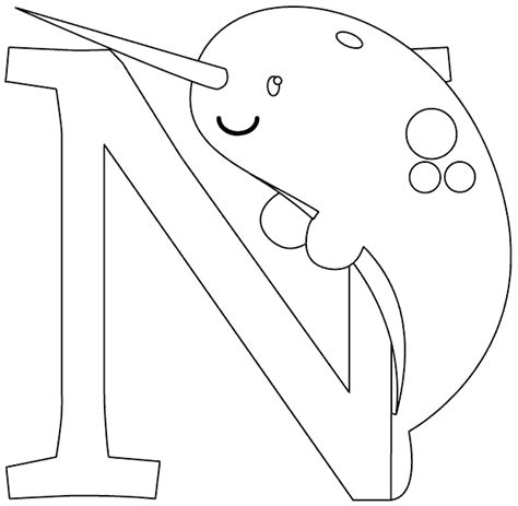 n is for narwhal coloring page coloring | Coloring pages for kids, Preschool coloring pages ...