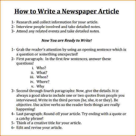 The best way to structure a newspaper article is to first write an outline. 19+ Article Writing Examples - PDF | Examples