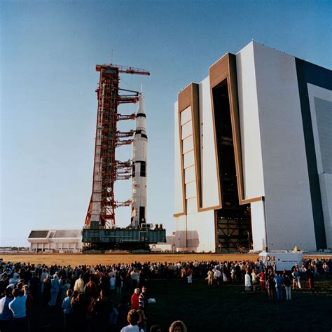 Saturn V Rocket Exits Nasas Vehicle Assembly Building At Nasas