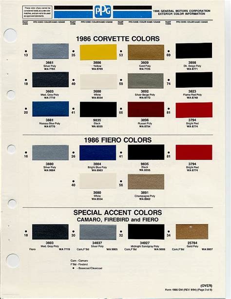 Gm Color Code Chart
