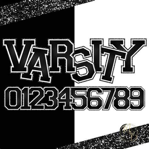 Black Varsity Alphabet Clipart Digital Download Sparkling Etsy