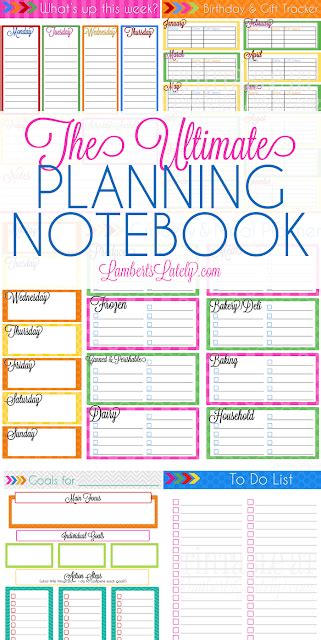 Ultimate Planning Notebook Add On Monthly Planner Printable Lamberts