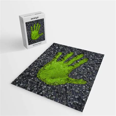 Carbon Handprint 3d Render Of Modern City With Handprint Shaped Park