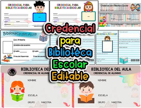Ejemplos De Credencial Para Biblioteca Escolar Editable Material