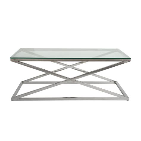 It is $399 from cb2; Stainless Steel Polished Modern Coffee Table with Clear ...