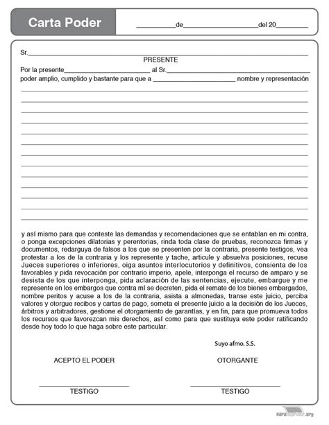 Carta Poder Para Imprimir