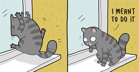I Illustrate What Its Like To Live With A Cat In 18 Comics Bored