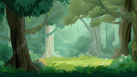 Forest Tree Cartoon Background Forest Tree Grass Background Image