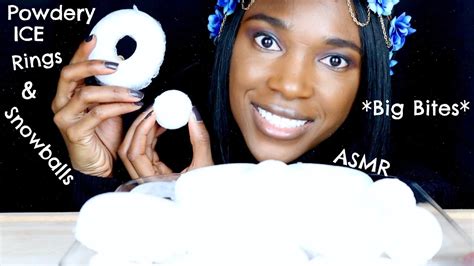 Asmr Big Bites Powdery Ice Rings And Snowballs One Bite Crunches