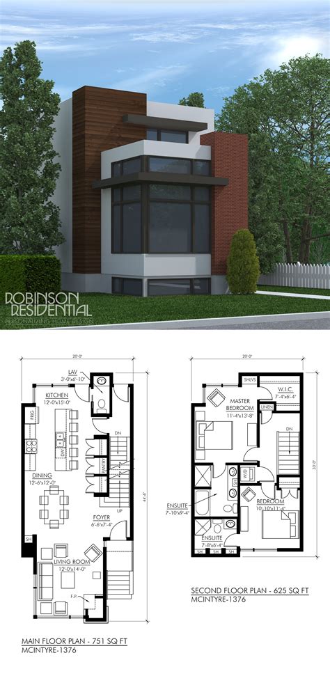 Contemporary McIntyre-1376 - Robinson Plans | Modern house plans, House floor plans, House plans