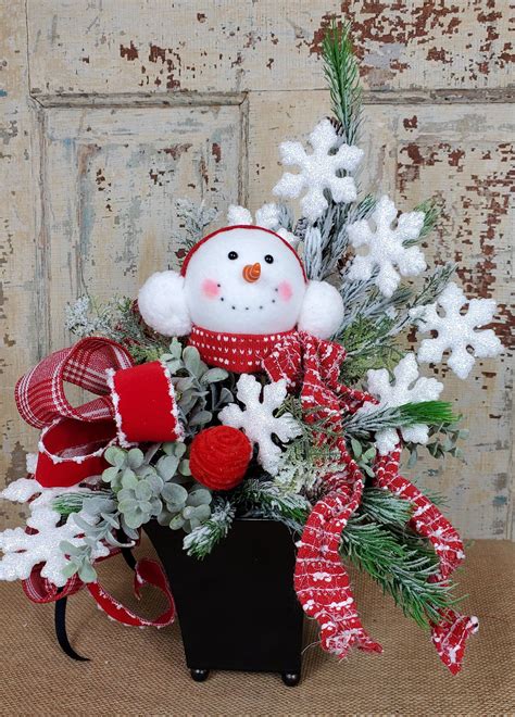 Snowman Centerpiece Etsy Snowflake Centerpieces Christmas