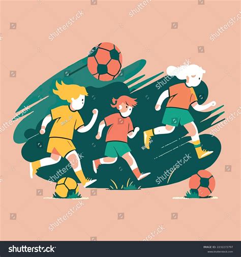 Kids Playing Football Soccer Boy Girl Stock Vector Royalty Free