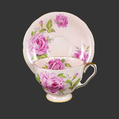 Aynsley Tea Cup And Saucer Pink Cabbage Rose Vintage 1940s Etsy Tea Cups Aynsley Tea Cup
